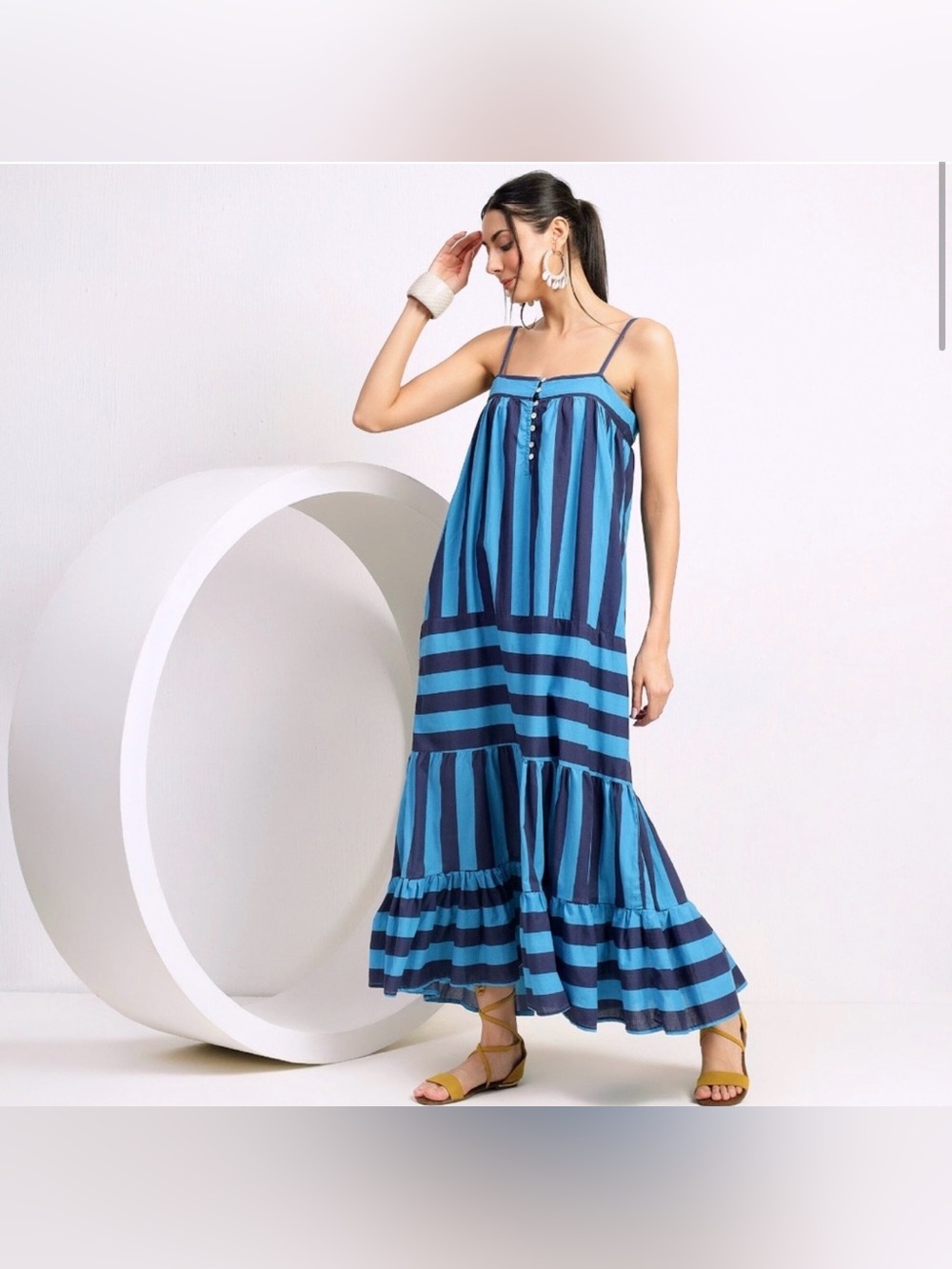 M.D.S Stripes Blue Maxi Dress - M/NWT
